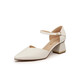 Red Dragonfly Women's Shoes New Pointed Hollow One-Shift Buckle Commuter Single Shoes WFB12040 Bei White 34