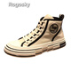 Rogosky Hong Kong trendy brand winter high-top men's shoes for top layer cowhide shoes lace-up casual non-slip thick-soled Martin boots men's white (leather) 44 (leather shoe size)
