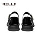 Belle children's shoes, girls' loafers, Mary Jane spring new fashion shoes, British style princess shoes, children's leather shoes, black 35, foot length 21.2-21.6cm