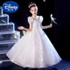 Vestido de noche de Disney Girls 2024 Nuevo princesa de alta gama Princesa Bode Flower Fiesta Fiesta de cumpleaños Show Piano Performance Disfraz White 160