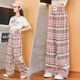 Yoyo One 2025 Neue Sommermädchen Kurzärärmig Anzug Sommer Mode Kinder Sommer Casual Hosen Mädchen große Kinderkleidung 9889 Weiß + 15009 Lila 120 cm