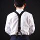 elanmeet men's suspenders suit suspenders extended strong suspenders Y-shaped 4-clip elastic webbing adjustable length Y-shaped dark gray 4-clip