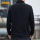 Jeep (JEEP) long-sleeved T-shirt men's autumn and winter polo loose casual bottoming shirt clothes men's black 2XL
