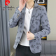
Pierre cardin spring and autumn thin casual suit for men Korean style slim floral single top trendy personality small suit jacket Khaki M 90-105Jin [Jin equals 0.5 kg]