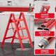 MISYOGO housewarming ladder new home folding multi-functional thickened flower rack storage moving home all-red herringbone ladder flagship model - step by step - red four-step ladder