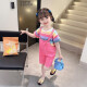 Beautiful children's clothing girls summer suit 2023 new toddler Internet celebrity small children fashionable girl baby girl child clothes rose red 110 size recommended 3-4 years old