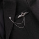 Premium men's suit brooch with chain suit corsage fashion badge angel wing chain pin buckle pin 88 C88