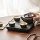
BEYZK small tea plate, two people, Kung Fu small tea set, simple and modern home use SN3886, black pottery lifting beam, four cups, imitation black gold small square plate