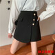 Rongxitu-Shorts für Frauen im Herbst und Winter Neue Stil mit hoher Taille mit breiten Beinen von außen und vielseitig schlank-solide Stiefelhosen außen und Rockhosen an der Außenseite. Shorts (6218 Black) S 80-90jin [Jin ist gleich 0,5 kg]