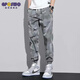 GP Ice Silk Summer Thin Wear-Resistant Elastic Waist Camouflage Small Foot Overalls Men's Trendy Brand Elastic Foot Work Clothes Pants Gray (727 Camouflage Pants) Single Piece XL (120-135Jin Jin is equal to 0.5kg)