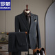 ROMON fashion striped suit suit men's business casual banquet wedding dress professional formal suit men's suit black (suit + trousers) XL 52 (125-138Jin Jin equals 0.5 kg)