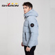 Sherlock Down Jacket Corto de otoño suelto y chaqueta de invierno con capucha de moda y versátiles y versátiles y casuales 12605 Mist Blue L