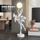 Palm tree Italian abstract sculpture floor lamp ballet girl art large ornament hotel lobby beauty salon entrance decoration ballet girl floor lamp-pink/height 1.38 meters