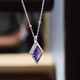 DR-FLVVS Tanzanite Necklace Natural February Birthstone Night Amethyst Women's 925 Silver Akado Pendant Amethyst Diamond Necklace