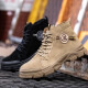Jiuzhou War Wolf High-Top-Arbeitsschutzschuhe Männer Anti-Smash Anti-Puncture Anti-Scald-Schweißstiefel Anti-Slip-Anti-Wear-Herbst- und Winterarbeitsschuhe 698 Khaki [Reverse Fleece Cowide] Stahlzehen 43