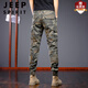 JEEP SPIRIT秋冬季加绒工装裤男迷彩束脚裤2024潮流美式户外休闲裤子 692B卡其迷彩 28
