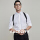 FACECITY背带男士吊带西裤西装衬衫商务正装枪套式X型背带夹 黑色