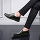 ECHI new business casual shoes men's leather shoes large size toe-layer cowhide middle-aged shoes 36274 black 44