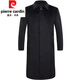Pier Cardin middle-aged cashmere coat for men's father in mid-length winter plus velvet thickened over-knee windbreaker men's wool woolen coat black wool [medium-length style] 1310 [thickened 190/XXXL [180Jin [Jin equals 0.5 kg]-190Jin [Jin equals 0.5 kg] wear around]