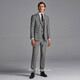 By Creations High-count yarn pure wool suit men's retro business versatile plaid suit professional commuting formal gray and white plaid 48 (175/92A)