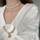 QIMEILA Jewelry Accessories Freshwater Pearl Round String Necklace Women Japanese and Korean Ladies Necklace Simple Fashion Creative Clavicle Chain Birthday Gift
