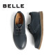 Belle Men's Shoes Autumn Shopping Mall Same Style Matte Cowhide Round Toe Low-top Work Shoes B8W08CM9 Blue 40