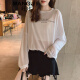 Wangji new summer style loose ice silk sweater for women hollow thin bottoming blouse air-conditioning shirt top temperament summer top A style white S