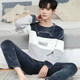 Yishan House Coral Velvet Pajamas Men's Fall and Winter Thickened Fleece Teenagers Winter Men's Large Size Flannel Home Clothing Set HJ Heart Shaped Letter Gray XL Code Recommendation (135 Jin [Jin equals 0.5 kg])
