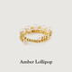 Amber Lollipop Wang Yuwen's same style pearl ring women's live index finger tail ring anniversary birthday gift for girlfriend and wife gold (freshwater pearl + 14k gold plated)