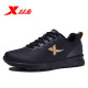 Xtep Men's Shoes Autumn and Winter Sports Shoes Men's 2022 Brand Model Running Shoes Lightweight and Comfortable Outdoor Fitness Running Shoes Fashion Casual Shoes Black Gold 9279 Leather Cover 38