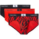 Calvin Klein Urlaubsgeburtstagsgeschenk Calvin Crane Herren komfortable Dreier-Pack-Slips Pheties NB3527A Schwarz/Schwarz/Orange DY6 M