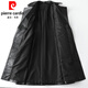 皮尔卡丹（pierre cardin）2025年新款海宁真皮皮衣女士绵羊皮风衣纯皮长款修身显瘦大衣外套 黑色扣子 有纽扣 M 建议105斤以下