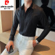 Pierre cardin groom wedding shirt men's long-sleeved fashion pleated dress shirt trendy slim men's wedding banquet performance shirt white 3XL