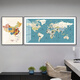 
YIJLJ Living Room Decorative Painting World Map Office Hanging Painting Conference Room Studio Mural School Geography Wall Painting Study Room 12173-12175 (Chinese and English) 160*80 HD fabric picture + PS black frame