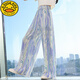 G.DuckKids Petit Duck Girl Suit d'été 25 Nouveaux et grands enfants Pantalons de glace à lames larges pour enfants à manches courtes à manches courtes à manches courtes 15090 Tie-Dye + 9889 blanc 160 cm (160 cm)
