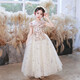 Little Kayi Dicke Kinderkleid Prinzessin Rock Blume Kinder Hochzeitskleid High-End Piano Performance Kostüm Girl Geburtstag Little Host Performance Kostüm Herbst Champagner Farbe