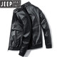 JEEP SPIRIT皮衣外套男春秋新款工装百搭衣服休闲潮牌男装秋冬加绒冲锋皮夹克 9923黑色 L