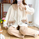 Revisitor Flanell-Begrenzungskleidung postpartale Pyjamas für Frauen im Frühjahr und Herbst und Winter, verdickter und warmes Stillen sowie Samtfütterung, Yxy Velvet 684# Brown Edge, Frauenmodell XL Code 130-150jin [Jin gleich 0,5 kg]