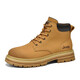 Jeep men's boots, autumn and winter real cowhide, high-top yellow boots, outdoor waterproof Martin boots, casual work boots, golden (leather shoe size) 41