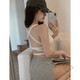 Tao Yiyu hot girl sexy beautiful back cross small camisole for women with breast pads gathered bottoming summer outer wear rose red one size