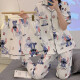 史迪仔三件套睡衣女短袖短裤长裤棉夏季2025年新款学生可爱卡通 14126#黄色拉布布 三件套 M  80-100斤