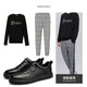 Goldlion men's shoes round-toe men's sneakers simple black cowhide business casual leather shoes for men black 40