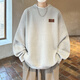 OEMG half turtleneck sweater for men in spring, autumn and winter plus velvet thickened pullover threading fashion brand loose base knitted sweater jacket White XL [recommended 135-150Jin [Jin equals 0.5 kg]]