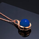 Gepan Dominican Blue Amber Pendant Necklace for Women Amber Natural 18K Gold Diamond Customized 10MM White 18k Gold-10MM Blue Amber Pendant Customized