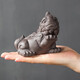 Yuxuan Purple Clay Tea Pet Lucky Pi Xiu Ornament High Quality Handmade Can Raise Tea, Play Tea Ceremony Tea Tray Office Home Ornament Black Mud Lucky Pi Xiu--Medium Size
