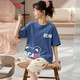 
Nanbowan Super Large Size Plus Fit Plus Large Size Women 260 Jin [Jin Equal to 0.5 kg] Home Summer PJ Special Summer Pure Cotton Short Sleeve Cropped Pants Dark Blue B9923 XXXL (160-180 Jin [Jin Equal to 0.5 kg])