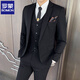 Luo Meng high-end suit suit men's business casual slim Korean style three-piece suit young and middle-aged groom wedding dress black single suit free tie L (105-120 Jin Jin equals 0.5 kg to wear)