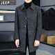 Jeep (JEEP) spring and autumn twill lapel double-sided tweed coat for men Korean style slim mid-length trench coat trendy main picture model [high quality] 2XL recommendation [150-170]