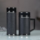 檀轩阁紫砂泡茶保温杯高档商务纪念办公水杯定制刻字送爸妈老师生日礼物 镜面磨砂黑-皮盒套装450ml