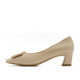 Belle square button high heel shoes for women's shopping mall same style single shoes B1344CQ3 sheepskin-apricot color 37 (235mm)